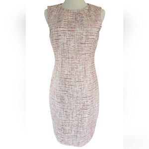 Tahari Tweed red brown cream dress - size 4